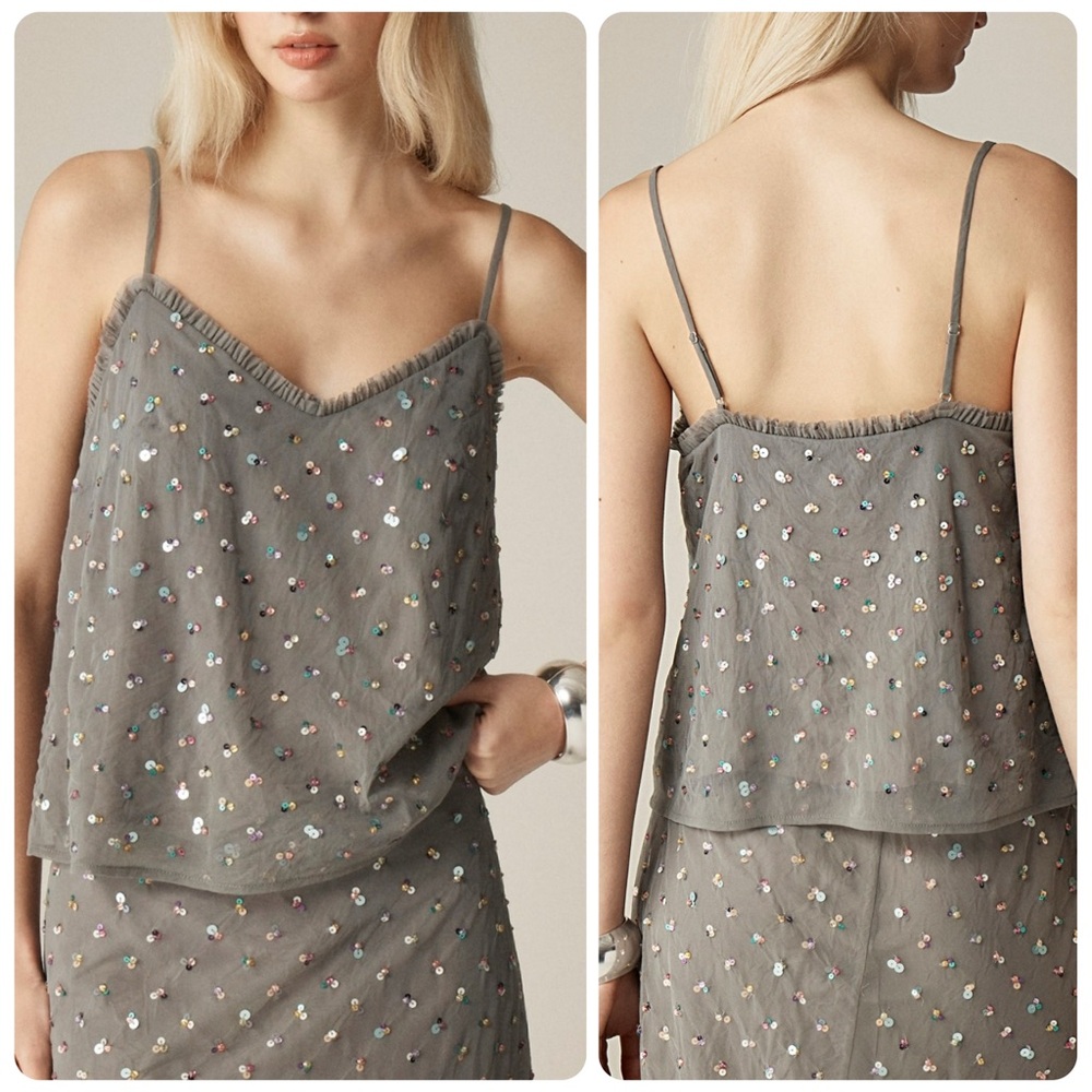 J. Crew Collection Ruffle-trim Camisole with Embellishments